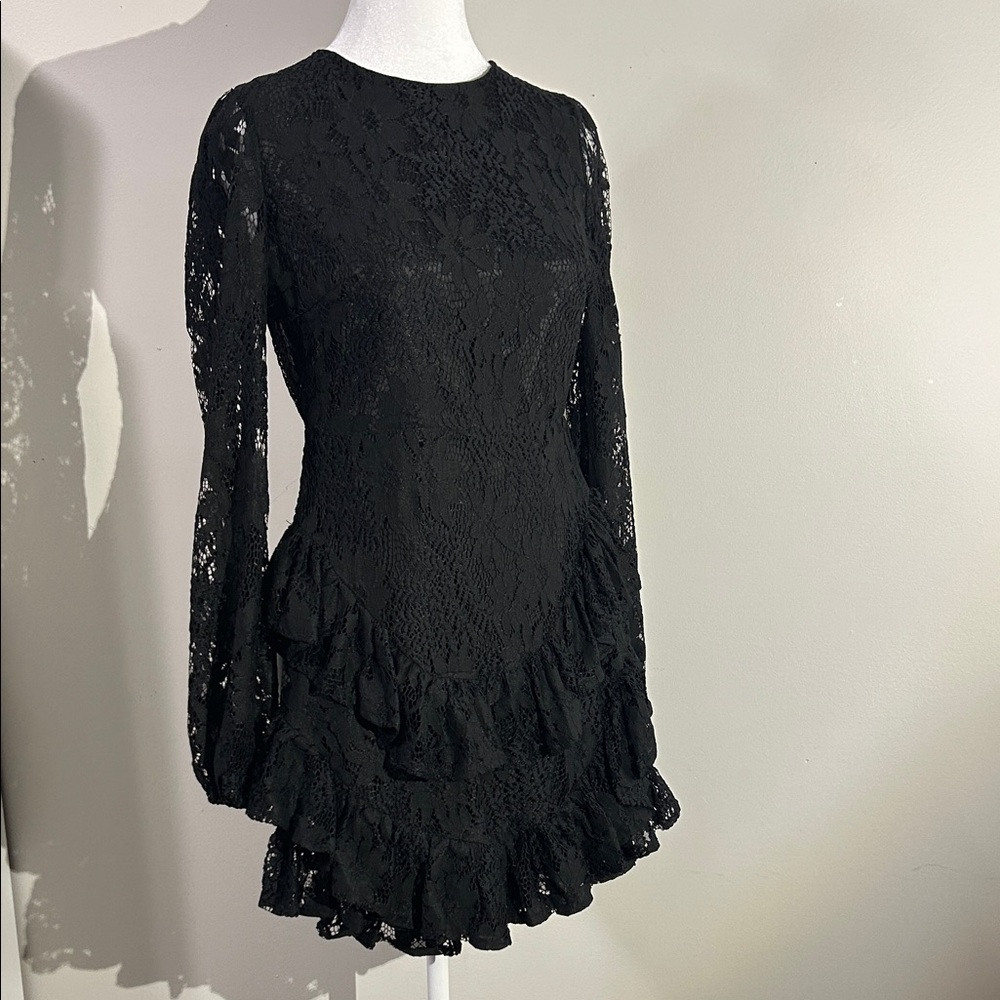 Fashion Nova Black Lace Long Sleeve Dress